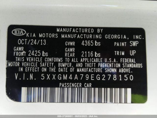5XXGM4A79EG278150 KIA Optima Lx