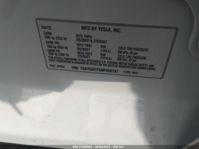 7SAYGDEF5NF558151 Tesla Model Y Performance