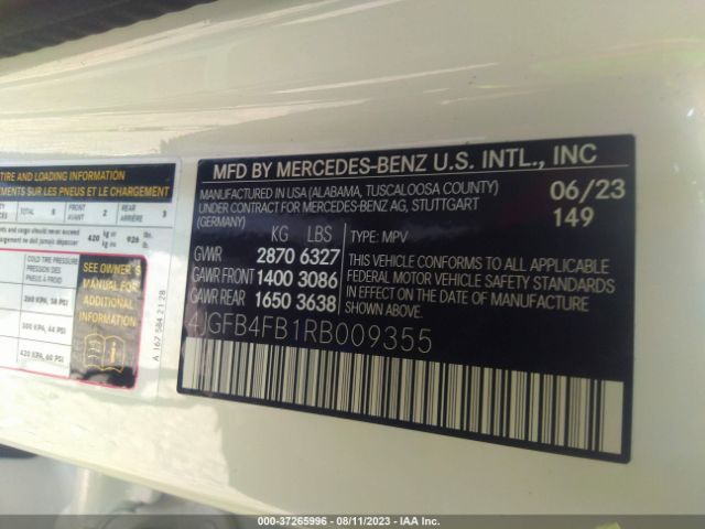 4JGFB4FB1RB009355 Mercedes-Benz Gle Gle 350