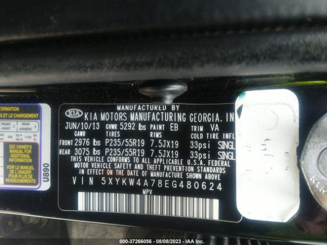 5XYKW4A78EG480624 KIA SORENTO SX