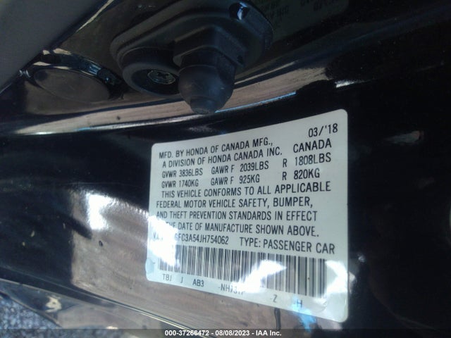 Honda CIVIC SI COUPE 2018 2HGFC3A54JH754062 Image 9