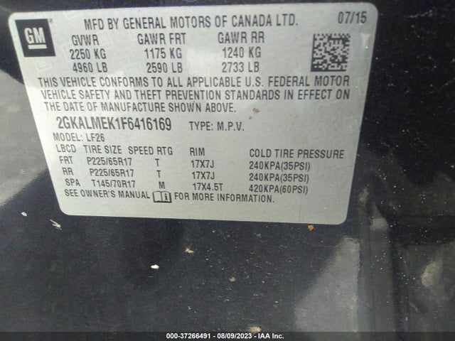 GMC Terrain Sle 2015 2GKALMEK1F6416169 Image 9