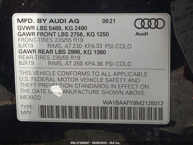 WA1BAAFY9M2125012 Audi Q5 Premium Plus