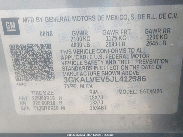 3GKALVEV5JL412386 GMC Terrain Slt