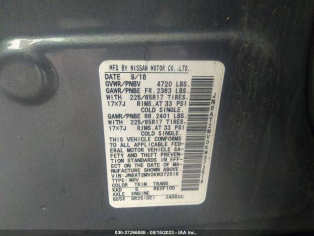 JN8AT2MV0KW372519 Nissan ROGUE SV