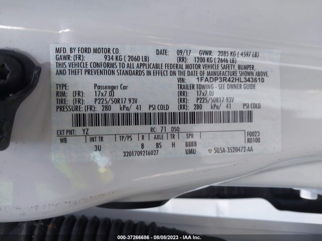 1FADP3R42HL343610 Ford FOCUS ELECTRIC