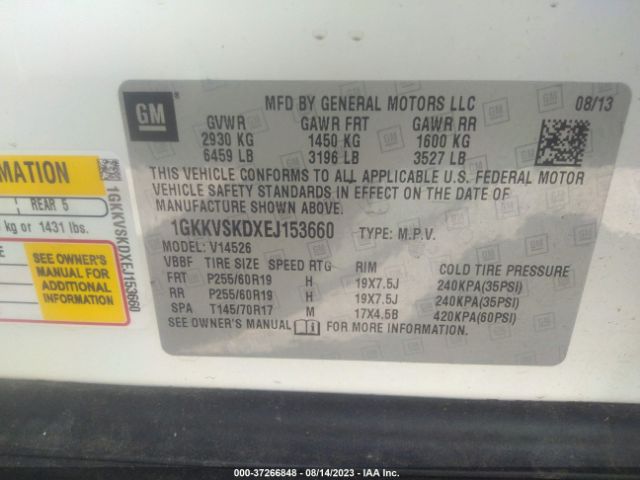 1GKKVSKDXEJ153660 GMC ACADIA SLT