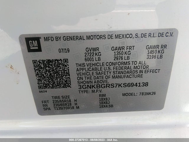 Chevrolet Blazer 2019 3GNKBGRS7KS694138 Image 9