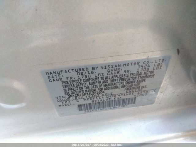 3N1CN7AP1JL867904 Nissan Versa Sedan Sv