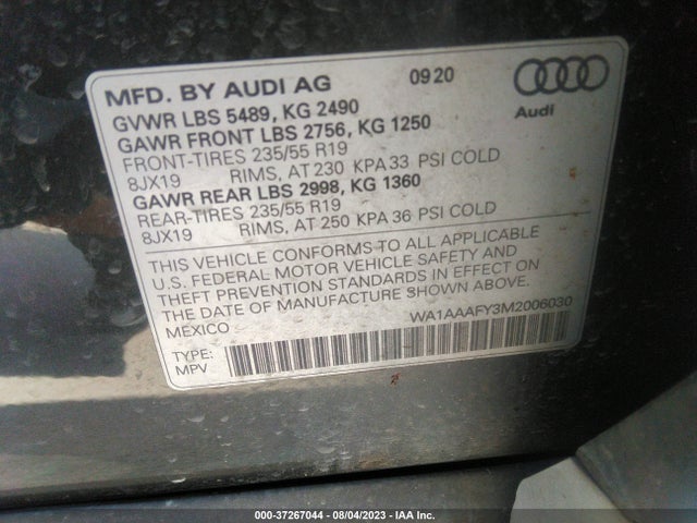 WA1AAAFY3M2006030 Audi Q5 PREMIUM