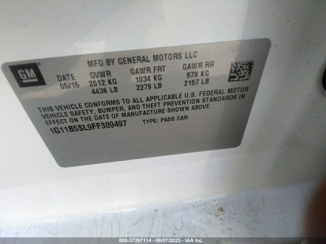 Chevrolet MALIBU LS 2015 1G11B5SL9FF309497 Image 9