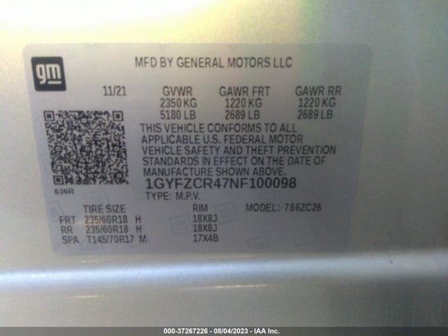 2022 Cadillac XT4, VIN: 1GYFZCR47NF100098