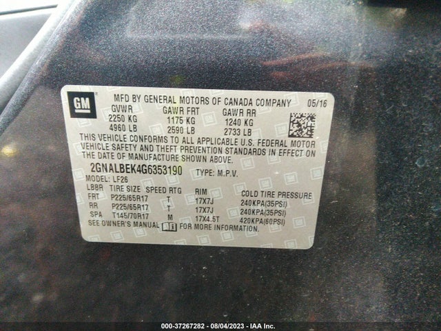 Chevrolet EQUINOX LS 2016 2GNALBEK4G6353190 Image 9