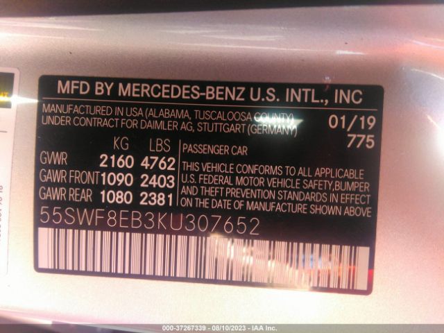 55SWF8EB3KU307652 Mercedes-Benz C-class C 300