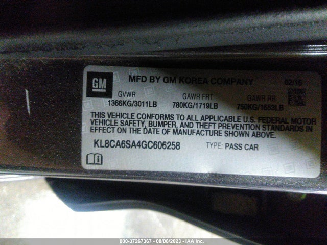 Chevrolet SPARK LS 2016 KL8CA6SA4GC606258 Image 9