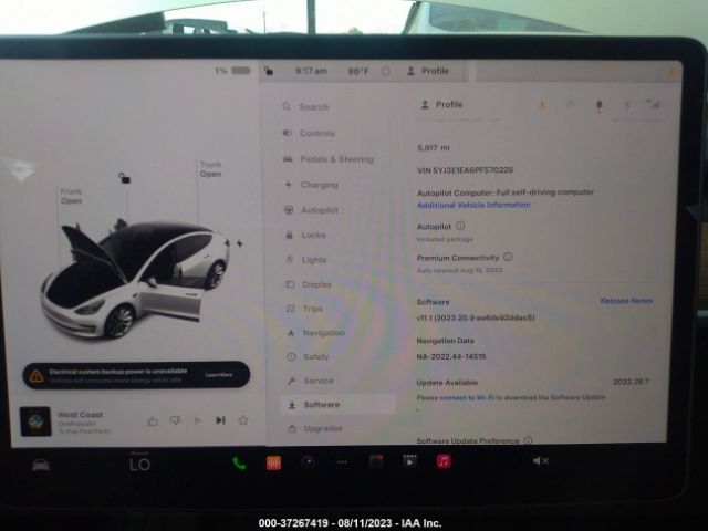 5YJ3E1EA6PF570229 Tesla MODEL 3