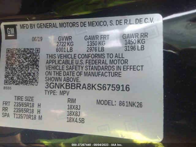 Chevrolet Blazer 2019 3GNKBBRA8KS675916 Image 9