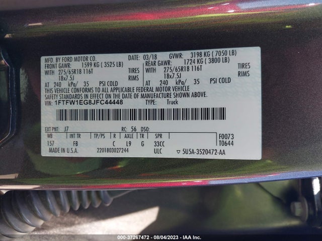 Ford F-150 Xl/xlt/lariat 2018 1FTFW1EG8JFC44448 Image 15