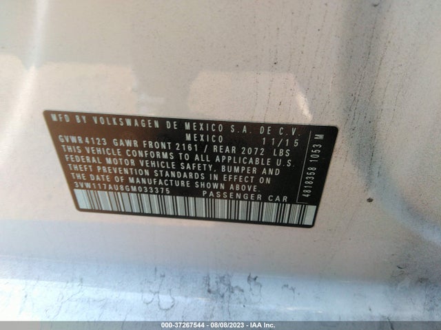 3VW117AU8GM033375 Volkswagen Golf Tsi S