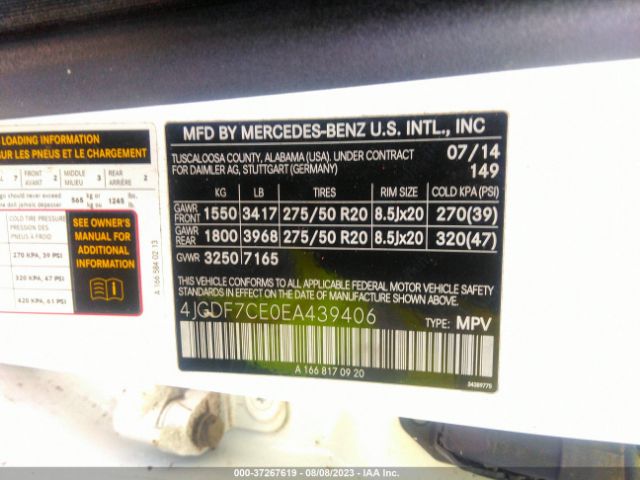 4JGDF7CE0EA439406 Mercedes-Benz Gl-class Gl 450