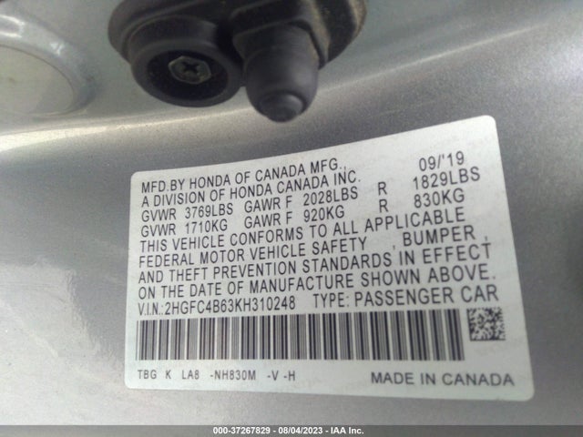Honda Civic Coupe Lx 2019 2HGFC4B63KH310248 Image 15