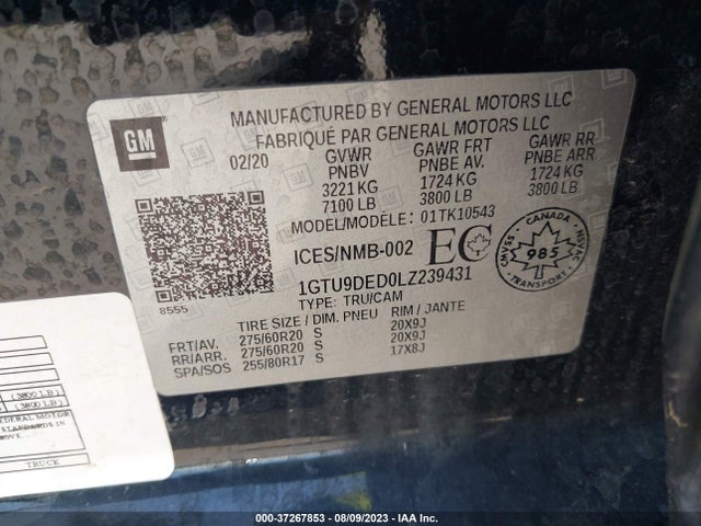 GMC Sierra 1500 Slt 2020 1GTU9DED0LZ239431 Image 9