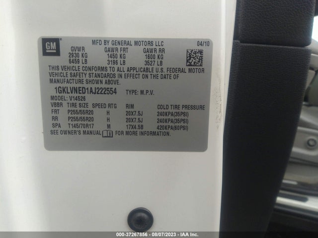 2010 GMC ACADIA 1GKLVNED1AJ222554 Photo 8