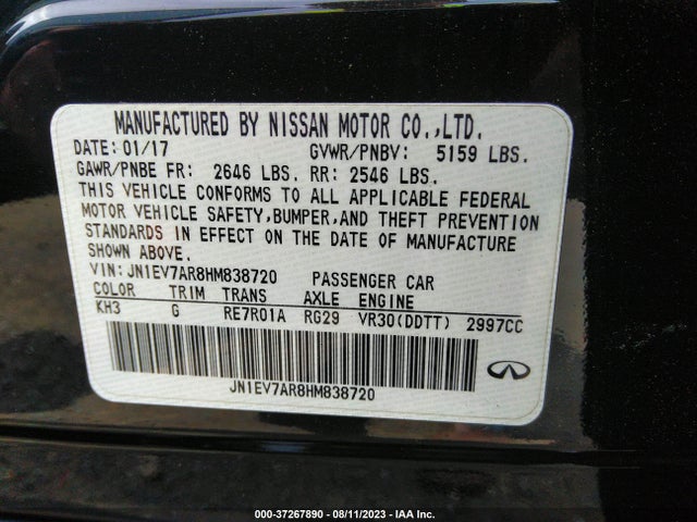 JN1EV7AR8HM838720 Infiniti Q50 3.0t Signature Edition