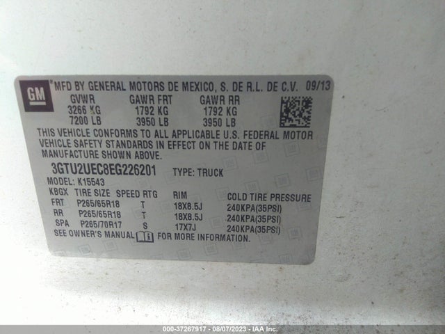 3GTU2UEC8EG226201 GMC Sierra 1500 Sle