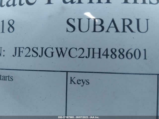 37267965 :رقم المزاد ، JF2SJGWC2JH488601 vin ، 2018 Subaru Forester 2.0xt Touring مزاد بيع