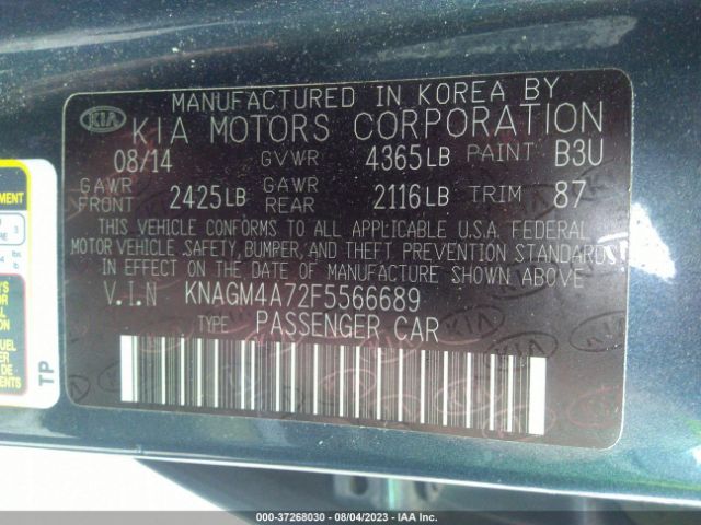 KNAGM4A72F5566689 KIA Optima Lx