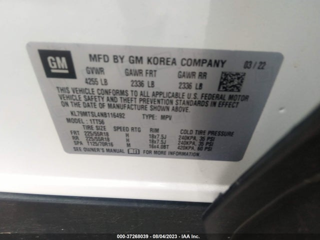 Chevrolet Trailblazer Rs 2022 KL79MTSL4NB116492 Image 9