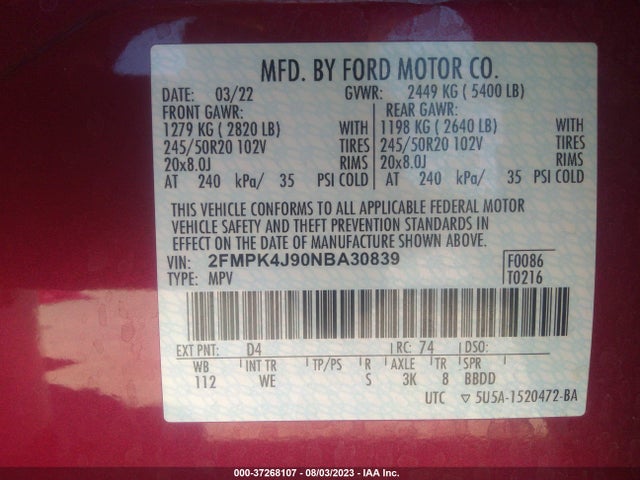 Ford Edge Sel/st-line 2022 2FMPK4J90NBA30839 Image 16