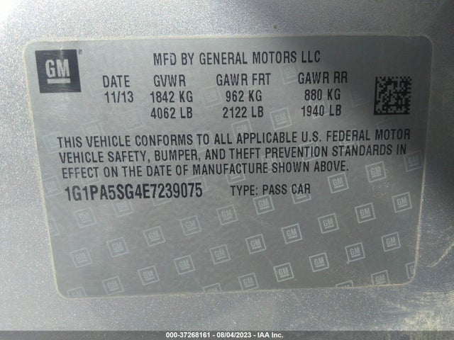 Chevrolet CRUZE LS 2014 1G1PA5SG4E7239075 Image 9