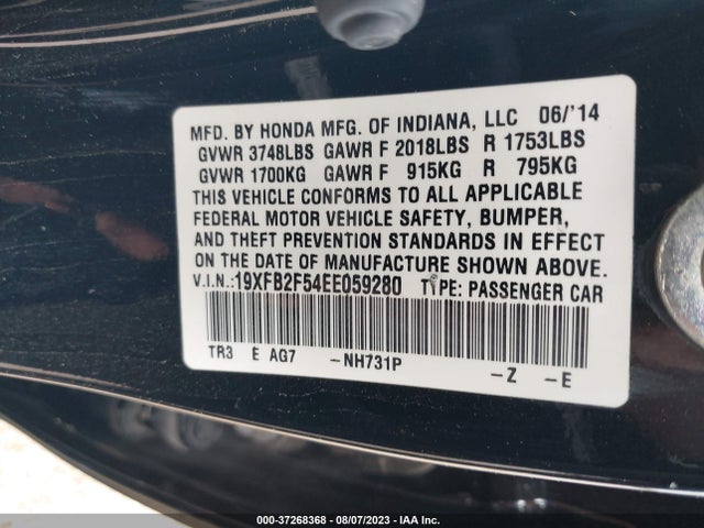 Honda Civic Sedan Lx 2014 19XFB2F54EE059280 Image 15