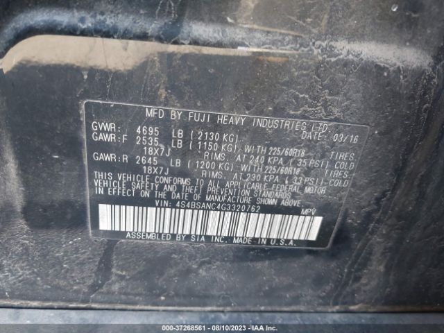 4S4BSANC4G3320762 Subaru Outback 2.5i Limited