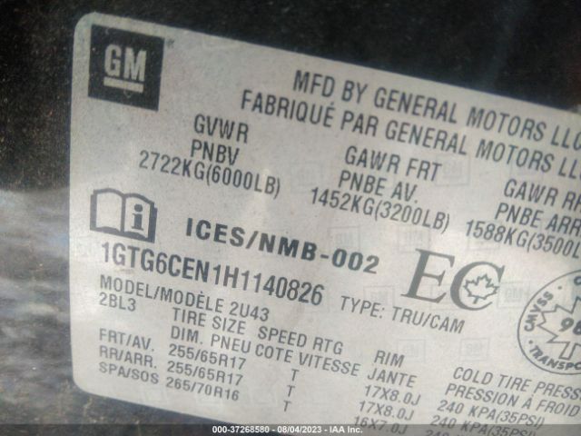 1GTG6CEN1H1140826 GMC CANYON SLE