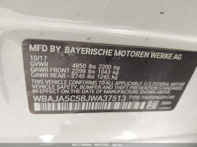 WBAJA5C58JWA37513 BMW 5 Series 530i