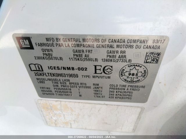 2GKFLTEK0H6319659 GMC Terrain Sle