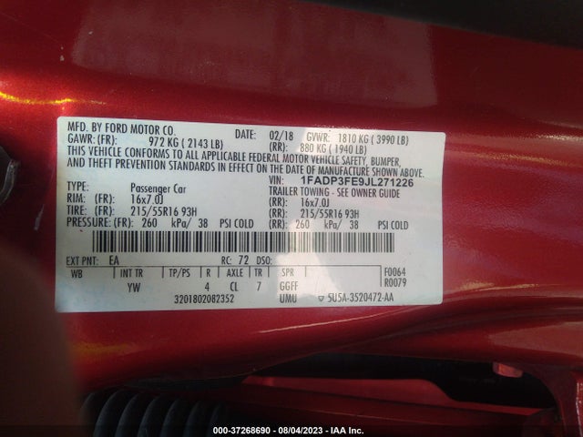 1FADP3FE9JL271226 Ford FOCUS SE