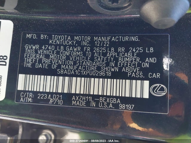 2023 Lexus ES, VIN: 58ADA1C1XPU029618