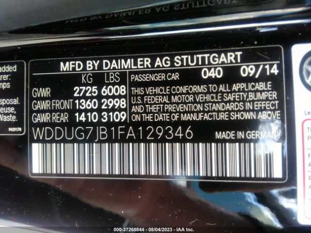 WDDUG7JB1FA129346 Mercedes-Benz S-class S 63 Amg