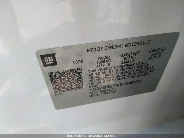 Chevrolet MALIBU LT 2018 1G1ZD5ST4JF286202 Image 9