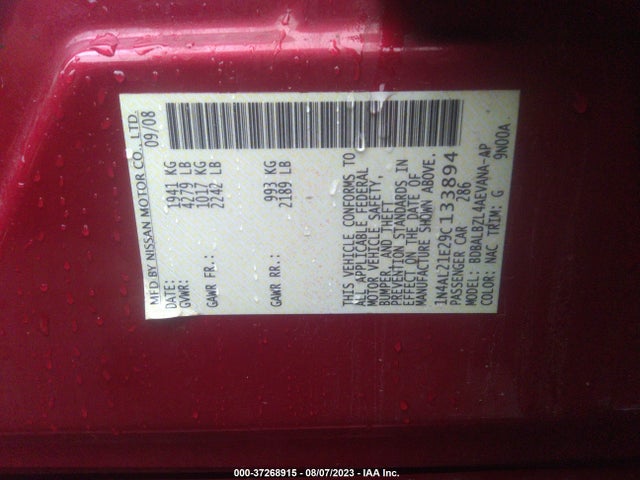 2009 NISSAN ALTIMA 2.5 S VIN: 1N4AL21E29C133894