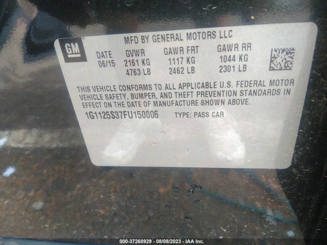Chevrolet IMPALA LT 2015 1G1125S37FU150006 Image 10