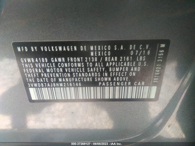 3VWDB7AJ8HM216146 Volkswagen Jetta 1.4t Se