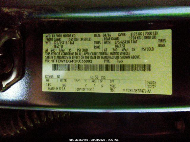 1FTEW1EG4GKE55092 Ford F-150 Xlt/xl/lariat/platinum