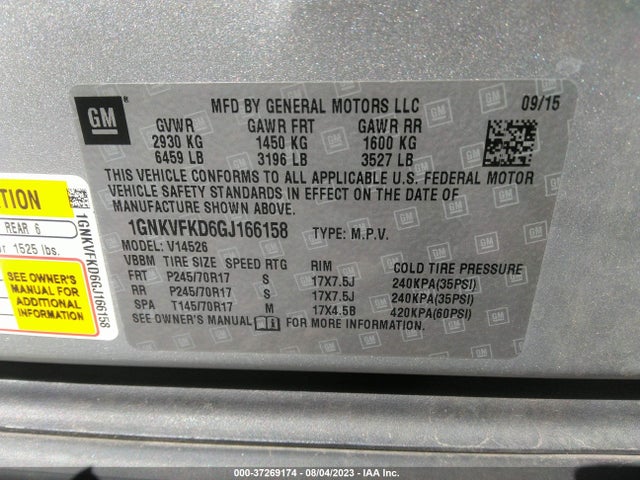 Chevrolet Traverse Ls 2016 1GNKVFKD6GJ166158 Image 9