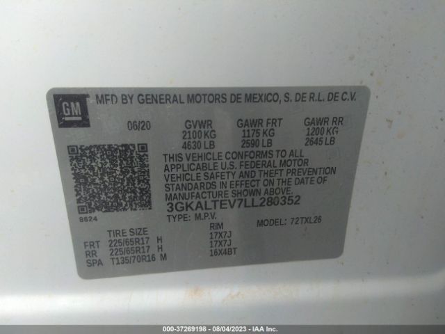 3GKALTEV7LL280352 GMC Terrain Awd Sle