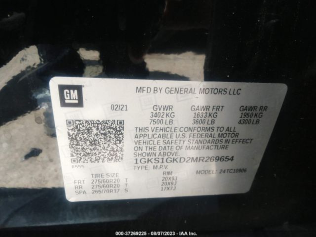 1GKS1GKD2MR269654 GMC Yukon Xl Slt
